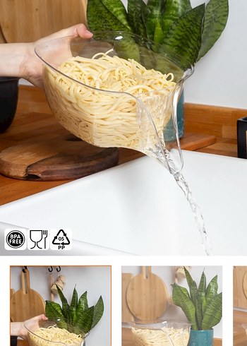 Beyaz Plastik Makarna Süzgeci - Görsel 2