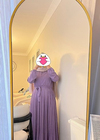 Lila Piliseli Uzun Kadın Elbise - Görsel 3