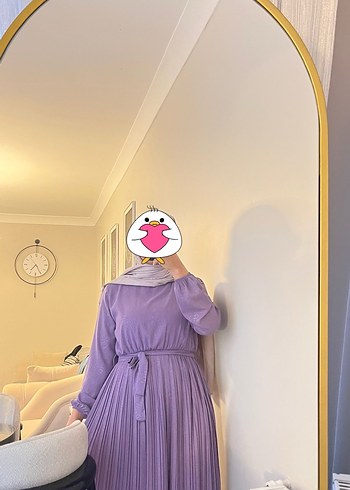 Lila Piliseli Uzun Kadın Elbise - Görsel 2