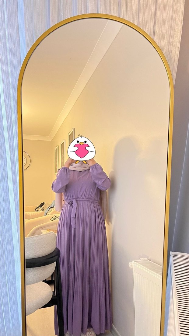 Lila Piliseli Uzun Kadın Elbise - Görsel 3