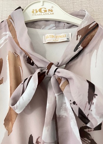 Bağcıklı, uzun kollu astarlı şifon uzun bej elbise - Görsel 4