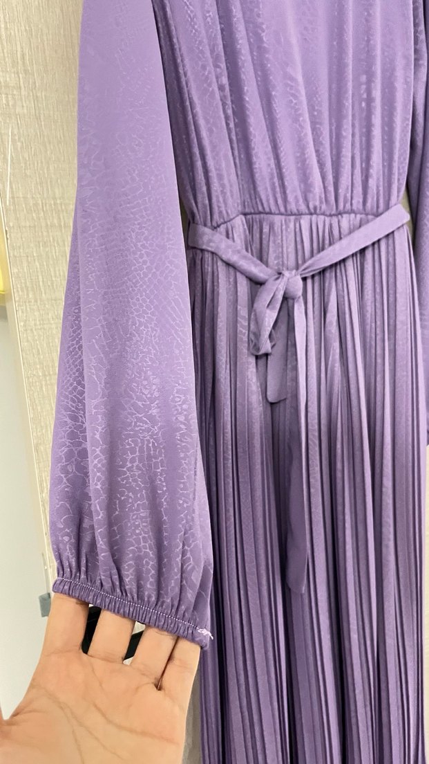 Mor Pilili Uzun Elbise - Görsel 2