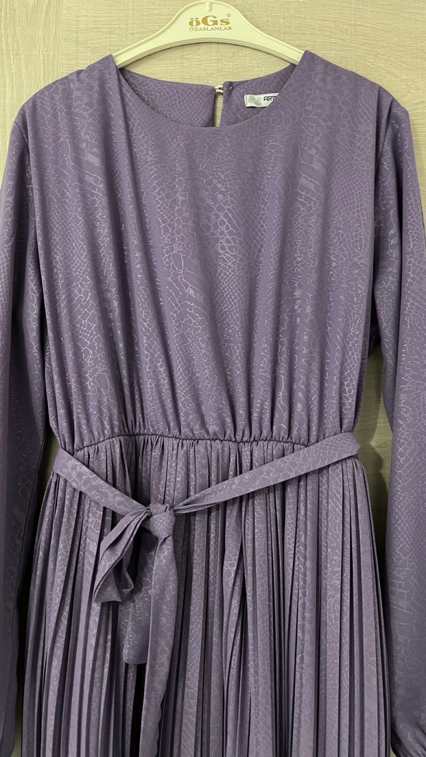 Mor Pilili Uzun Elbise - Görsel 3