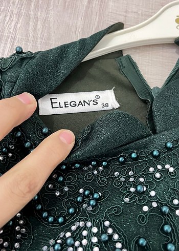 Yeşil Uzun Kollu Drapeli Abiye Elbise - Görsel 5