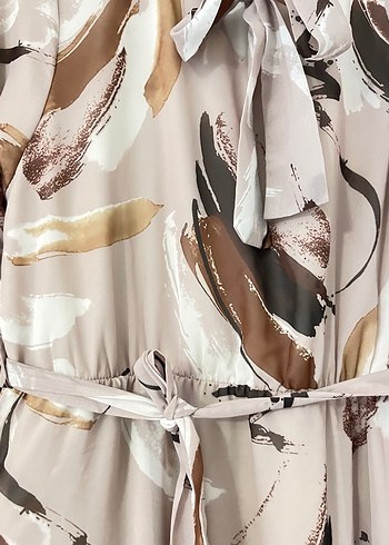 Pembe Batik Desenli Uzun Salaş Elbise - Görsel 5