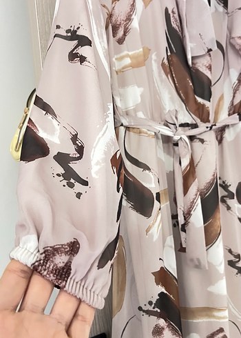 Pembe Batik Desenli Uzun Salaş Elbise - Görsel 6