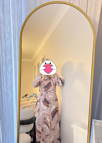 Pembe Batik Desenli Uzun Salaş Elbise - Görsel 2