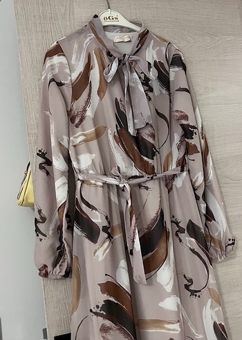 Pembe Batik Desenli Uzun Salaş Elbise - Görsel 7