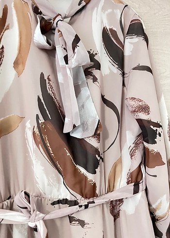 Pembe Batik Desenli Uzun Salaş Elbise - Görsel 4