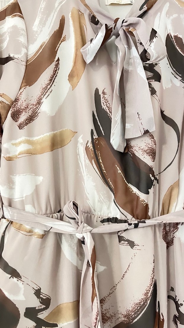 Pembe Batik Desenli Uzun Salaş Elbise - Görsel 5