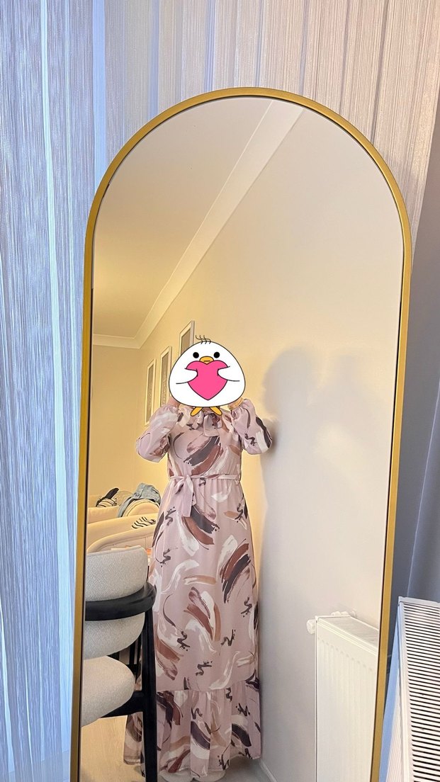 Pembe Batik Desenli Uzun Salaş Elbise - Görsel 2