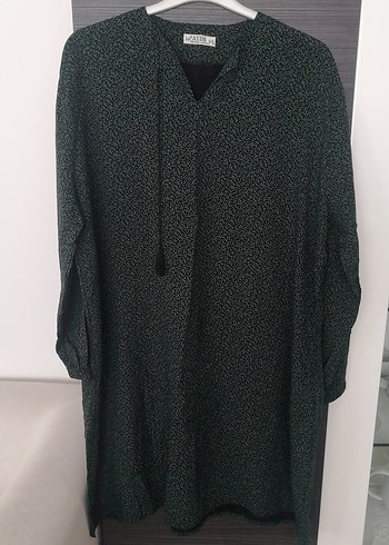 Yeşil cicekDesenli Uzun Salaş Tunik 54 beden