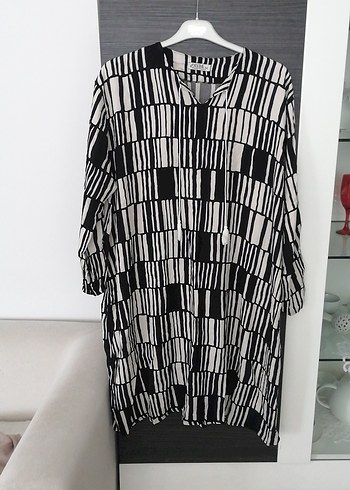 Defacto Gri Siyah Zebra Desenli Uzun Tunik