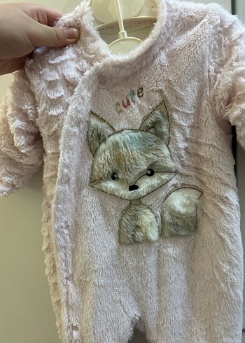 Pembe Peluş Nakışlı Bebek Kız Tulumu - Görsel 2