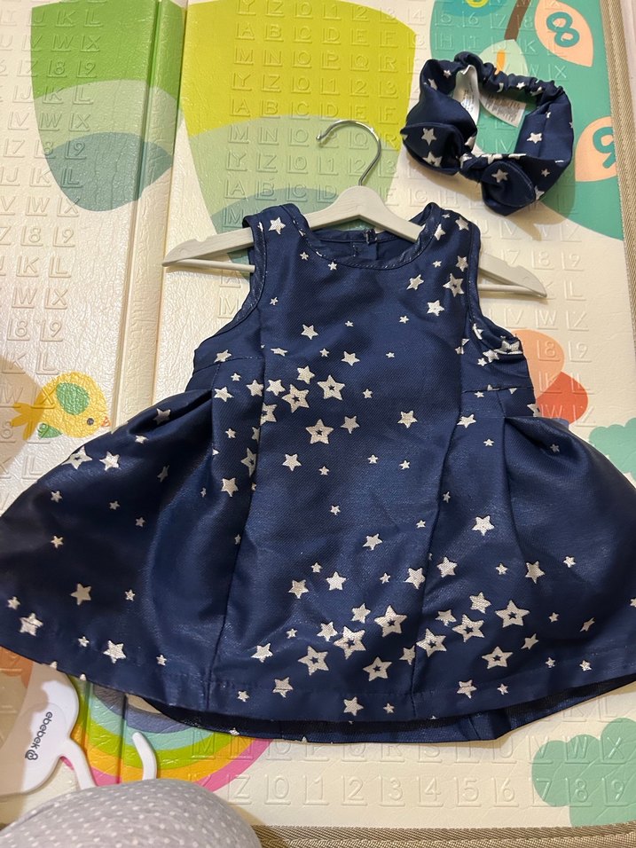 Kız Çocuk Lacivert Yıldızlı Elbise - Görsel 2