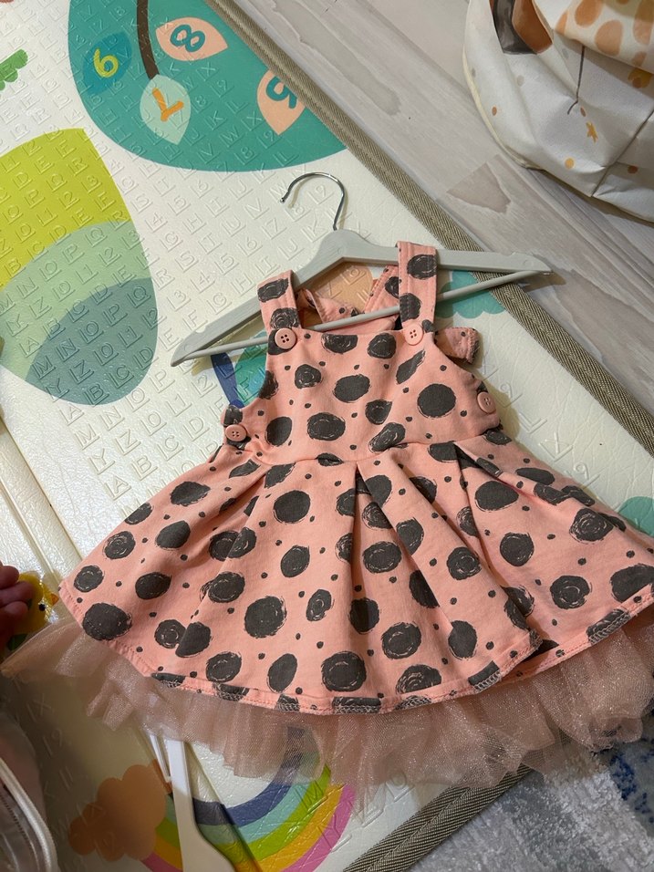 Puantiyeli Pembe Kız Çocuk Elbise - Görsel 3