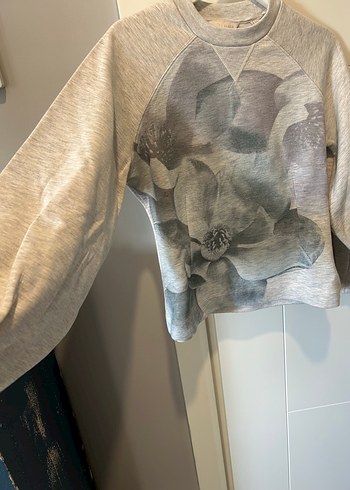 xs Beden gri Renk Gri Baskılı Kadın Sweatshirt