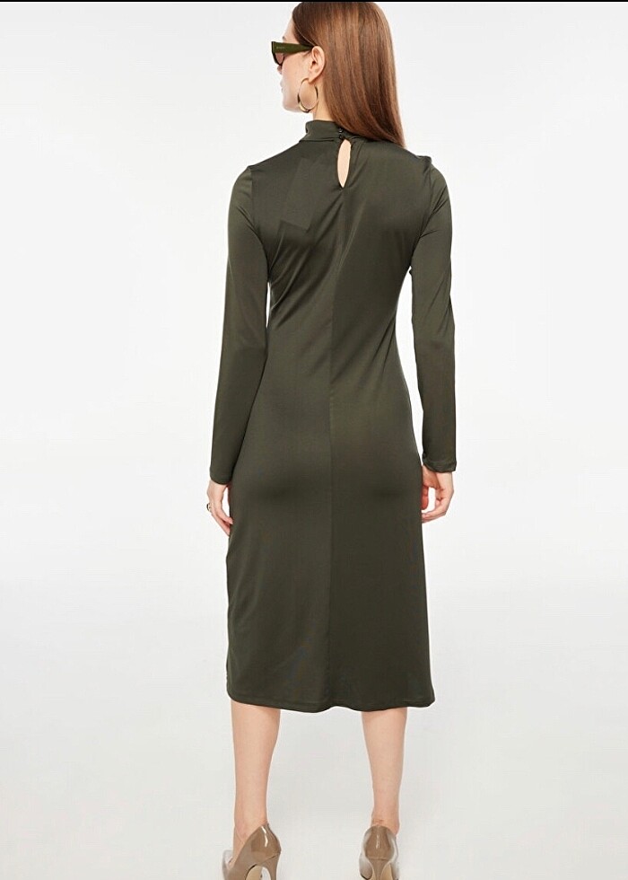 Fabrika Balıkçı Yaka Midi Elbise - Görsel 5