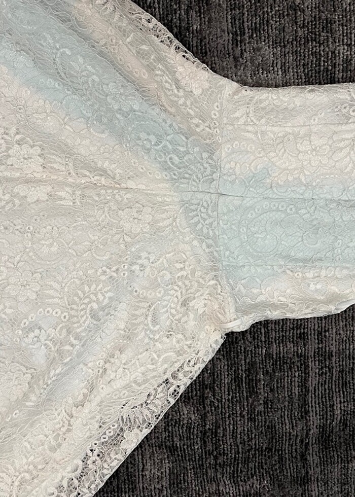 Beyaz dantelli elbise - Görsel 2