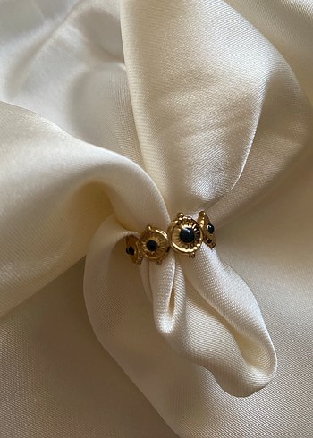 Düğmeli Parıltılı Altın Kadın Yüzük - Görsel 2