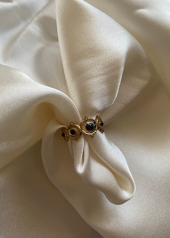 Düğmeli Parıltılı Altın Kadın Yüzük - Görsel 3