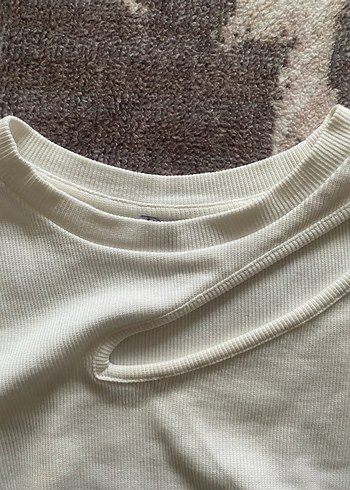 Beyaz Uzun Kollu Keten Kadın Tişört - Görsel 8