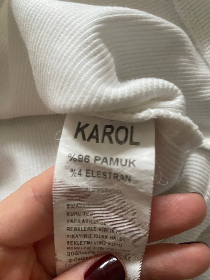 Beyaz Uzun Kollu Keten Kadın Tişört - Görsel 3