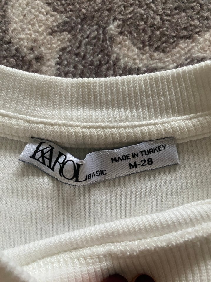 Beyaz Uzun Kollu Keten Kadın Tişört - Görsel 4