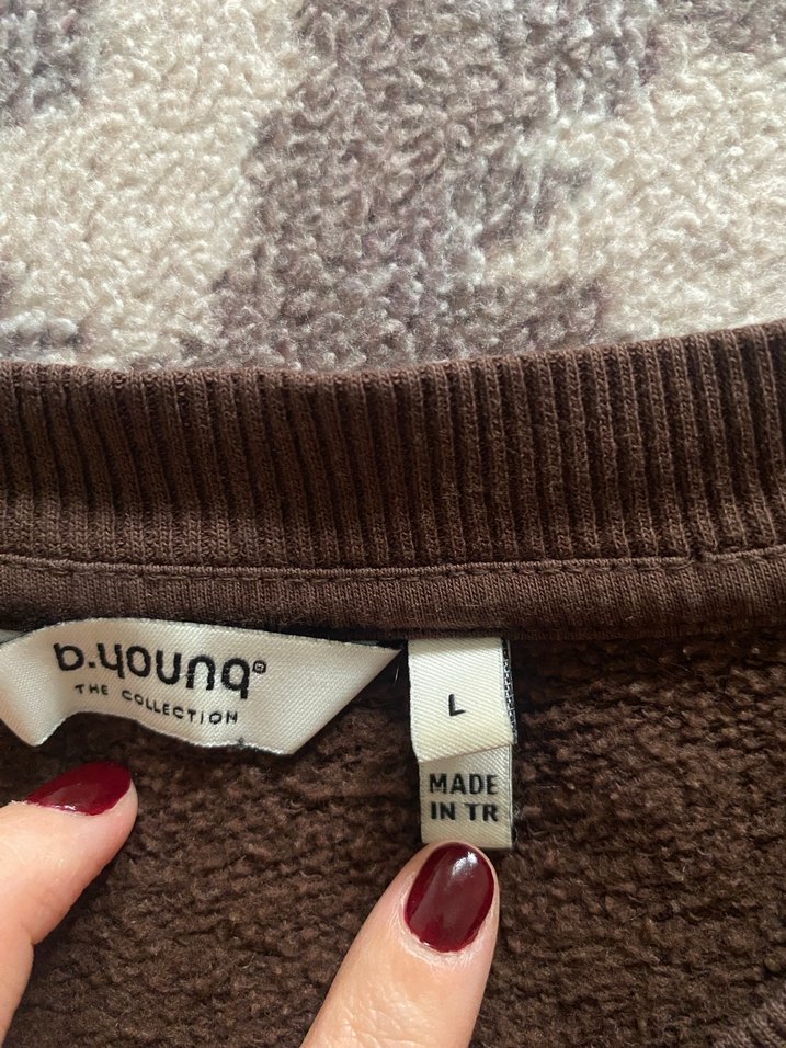 Kahverengi Kadın Uzun Kollu Sweatshirt - Görsel 2