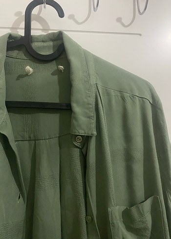 Düğmeli, Uzun Kollu Kadın Keten Gömlek - Görsel 2