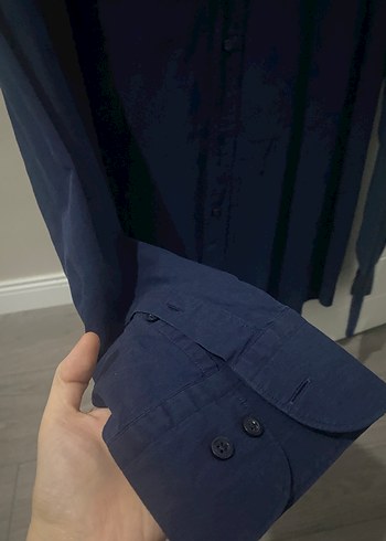 Erkek Lacivert Uzun Kollu Gömlek - Görsel 2