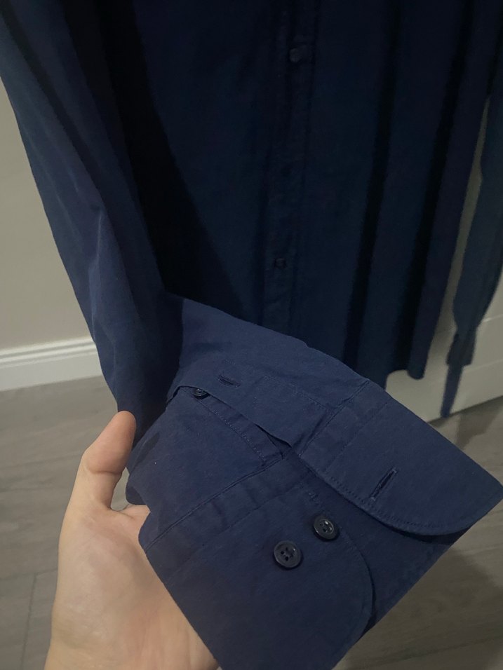 Erkek Lacivert Uzun Kollu Gömlek - Görsel 2