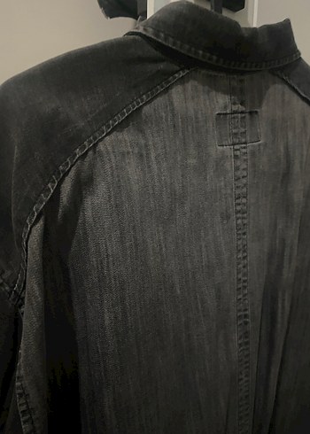 Gri Denim Düğmeli Uzun Kollu Erkek Gömlek - Görsel 8