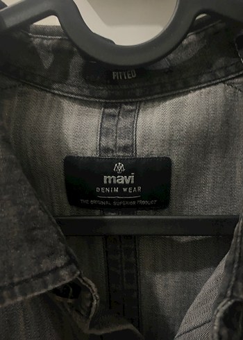 Gri Denim Düğmeli Uzun Kollu Erkek Gömlek - Görsel 4