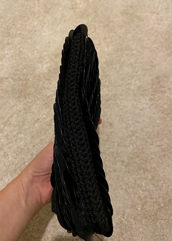 Zara Gri Nakışlı Fermuarlı Kadın Portföy Çanta