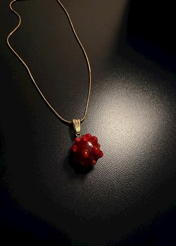 Accessorize  Kirmizi Bogurtlen Altin Zincir Kolye