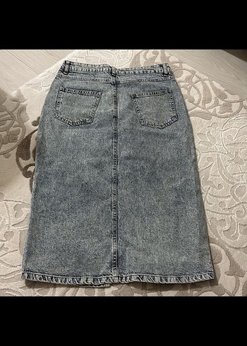 l Beden mavi Renk Kot Midi Etek,Dar Kesim