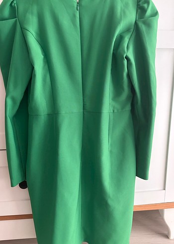 Yeşil V Yakalı Midi Uzun Kollu Elbise - Görsel 8