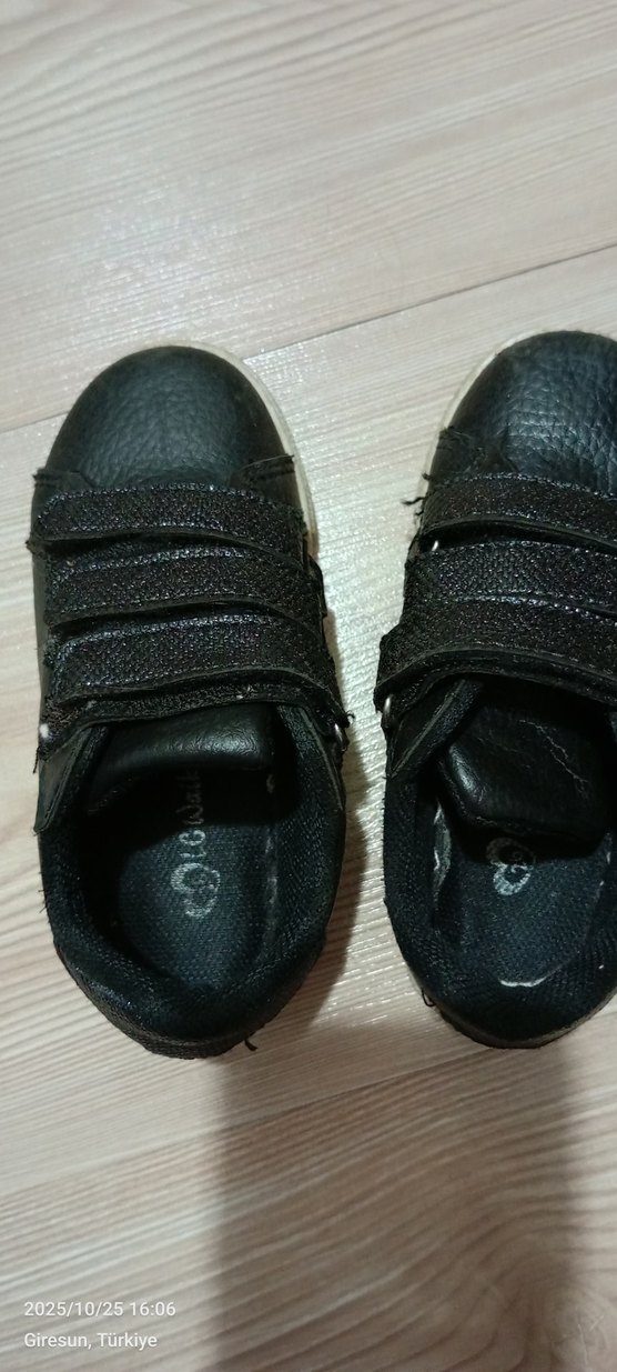 Çocuk Siyah Cırtlı Spor Ayakkabı - Görsel 2