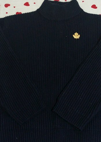 Altın Renkli Broşlu Boğazlı Kadın Kazak - Görsel 2