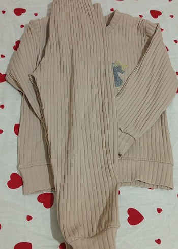 Kız Çocuk Bej Nakışlı Takım - Görsel 2