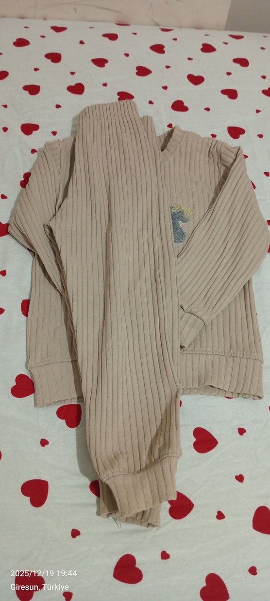 Kız Çocuk Bej Nakışlı Takım - Görsel 2
