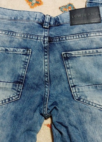 Gevşek Kesim Mavi Çocuk Kot Pantolon - Görsel 4