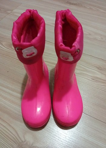 Kız Çocuk Pembe Lastik Çizme Tokalı