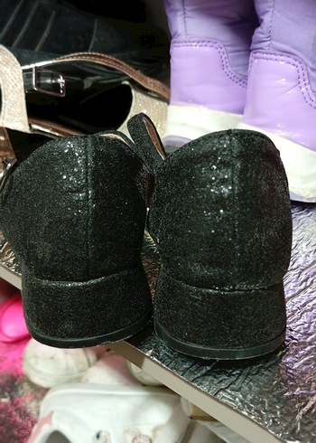 28 Beden Glitterlı Siyah Topuklu çocuk Abiye Ayakkabı