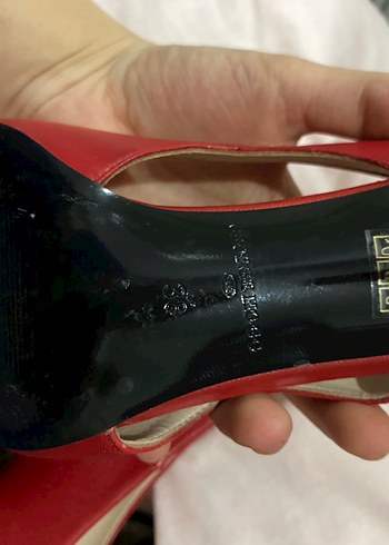 Kırmızı Deri Stiletto Topuklu Kadın Ayakkabı Geogre hogg - Görsel 7