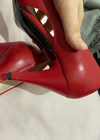 Kırmızı Deri Stiletto Topuklu Kadın Ayakkabı Geogre hogg - Görsel 6