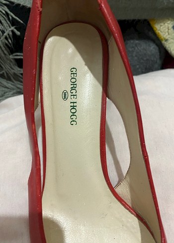 Kırmızı Deri Stiletto Topuklu Kadın Ayakkabı Geogre hogg - Görsel 5