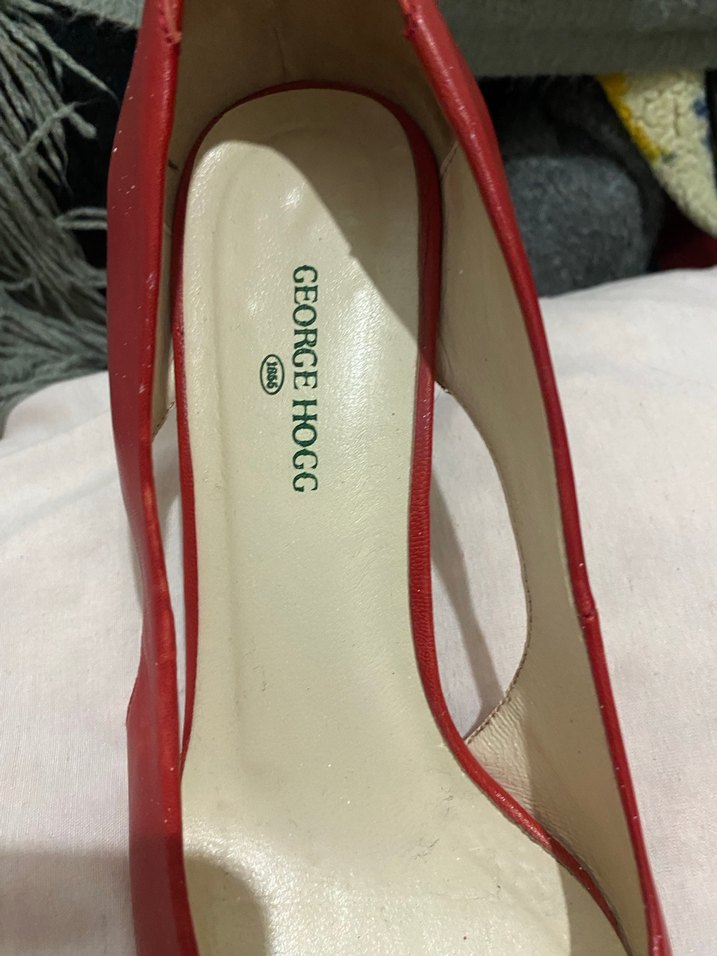 Kırmızı Deri Stiletto Topuklu Kadın Ayakkabı Geogre hogg - Görsel 5