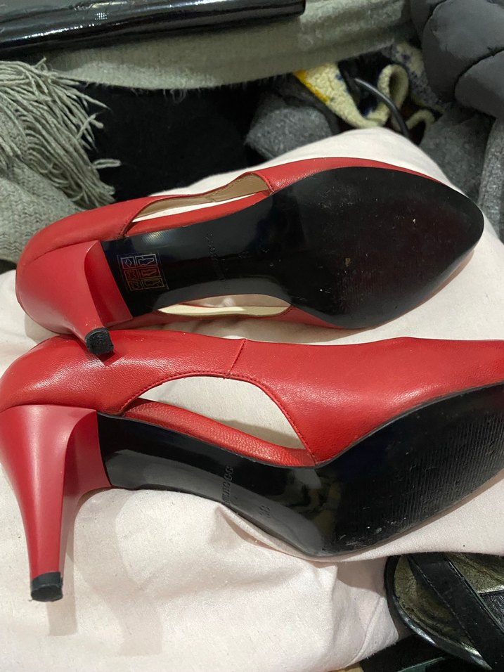 Kırmızı Deri Stiletto Topuklu Kadın Ayakkabı Geogre hogg - Görsel 3